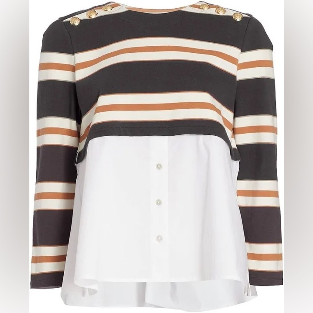 New! Veronica Beard Bertie Stripe Cotton Top with Button Detail ✨ XS NWT! - Picture 7 of 8